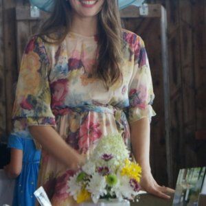 Floral satin dress-- perfect for Easter!